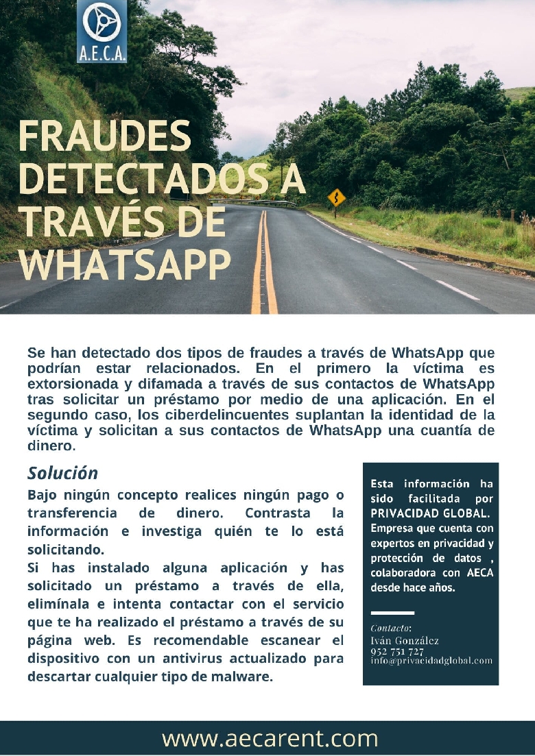 Fraudes detectados a trav�s de Whatsapp