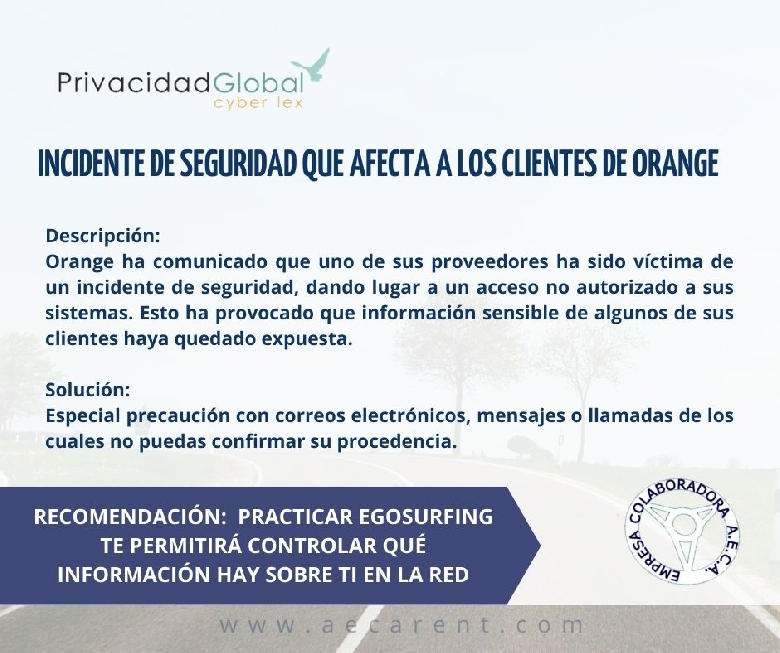 Incidente de seguridad que afecta a los clientes de Orange 