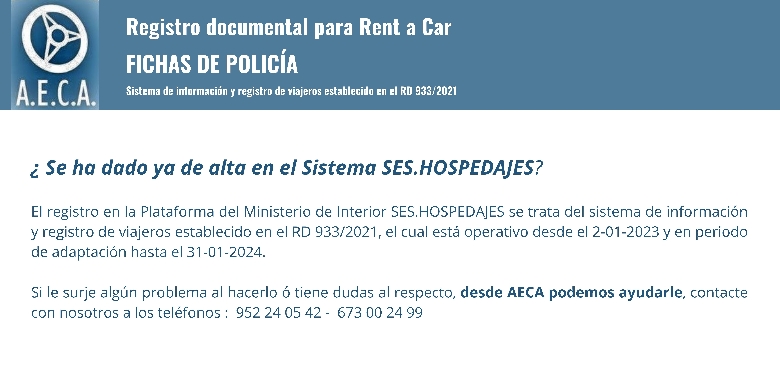 Alta en SES.HOSPEDAJES. Fichas de Polic�a