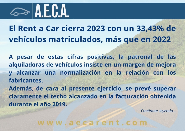 El Rent a Car cierra 2023 con un 33,43% de veh�culos matriculados, m�s que en 2022