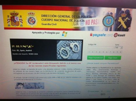Virus que suplantan a la Polic�a para estafar a usuarios.