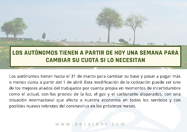 Los aut�nomos pueden cambiar su cuota si lo necesitan 