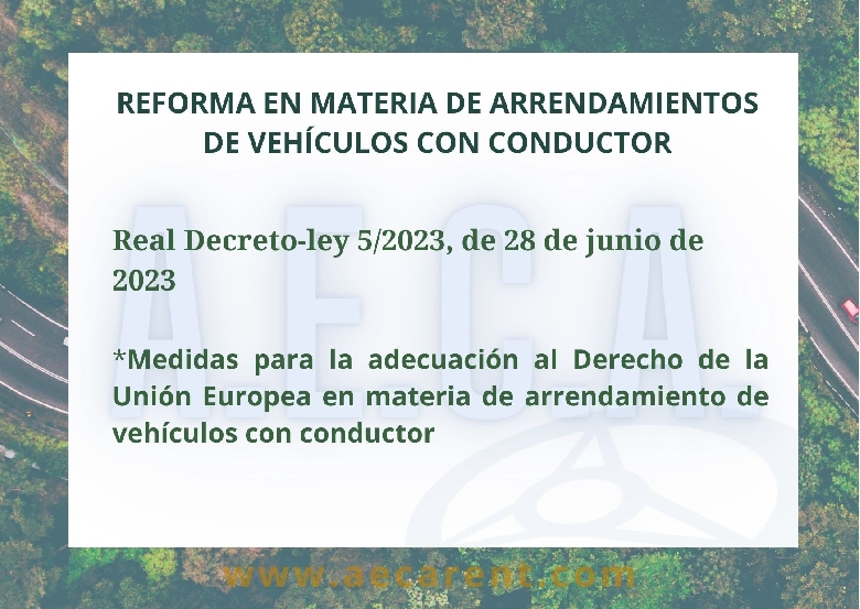 Reforma en materia de arrendamientos de veh�culos con conductor