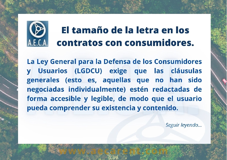 El tama�o de la letra en los contratos